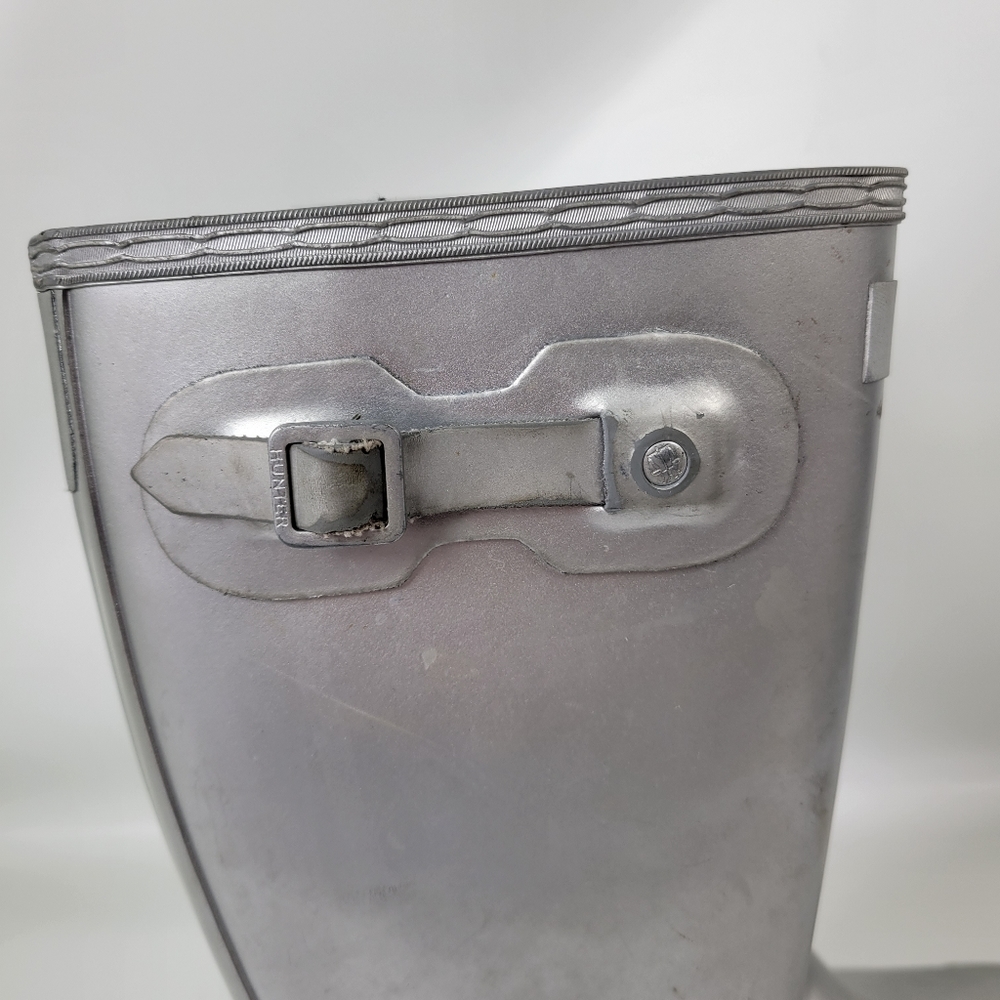 HUNTER Silver Tall Weighted Rain Boots B4/G5 - Picture 5 of 13